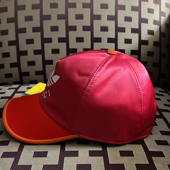 Gucci x adidas unisex seta silk leather trim logo monogram baseball cap hat NEW - Picture 4 of 8